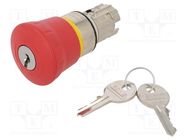 Switch: emergency stop with key; 22mm; Stabl.pos: 2; red; IP67 SIEMENS