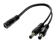 BARREL PWR CORD, 2X 2.1MM PLUG-RCPT, BLK