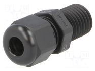 Cable gland; with long thread; M12; 1.5; IP68; polyamide; black HUMMEL