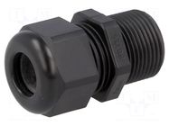 Cable gland; with long thread; PG13,5; IP68; polyamide; black HUMMEL