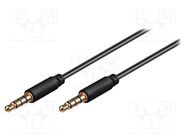 Cable; Jack 3,5mm 4pin plug,both sides; 1m; Plating: gold-plated Goobay
