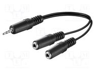 Cable; Jack 3.5mm 2pin socket x2,Jack 3.5mm 3pin plug; 0.2m Goobay