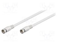Cable; 75Ω; 0.5m; F plug,both sides; shielded connectors; white Goobay