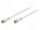 Cable; 75Ω; 10m; F plug,both sides; shielded connectors; white Goobay