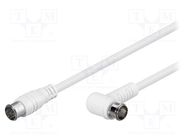 Cable; 75Ω; 2.5m; F plug "quick",F plug angular "quick"; white Goobay