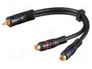 Cable; RCA socket x2,RCA plug; 0.2m; Plating: gold-plated; black Goobay