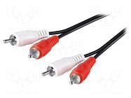 Cable; RCA plug x2,both sides; 15m; Plating: nickel plated Goobay