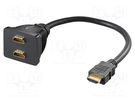 HDMI signal splitter; HDMI socket x2,HDMI plug; 0.1m; black Goobay