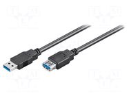 Cable; USB 3.0; USB A socket,USB A plug; 1.8m; black; Core: Cu; PVC GOOBAY
