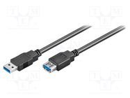 Cable; USB 3.0; USB A socket,USB A plug; 1.8m; black; Core: Cu 