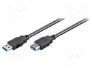 Cable; USB 3.0; USB A socket,USB A plug; 3m; black; Core: Cu; 5Gbps Goobay
