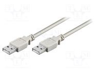 Cable; USB 2.0; USB A plug,both sides; 3m; grey; 480Mbps Goobay