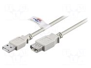 Cable; USB 2.0; USB A socket,USB A plug; 3m; grey; 480Mbps GOOBAY