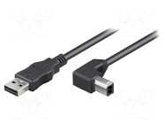 Cable; USB 2.0; USB A plug,USB B angled plug; 2m; black; PVC GOOBAY