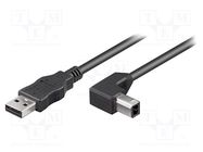 Cable; USB 2.0; USB A plug,USB B angled plug; 2m; black; 480Mbps Goobay