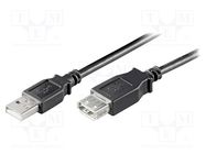 Cable; USB 2.0; USB A socket,USB A plug; 3m; black; Core: Cu; PVC Goobay