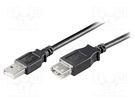 Cable; USB 2.0; USB A socket,USB A plug; 5m; black; Core: Cu; PVC Goobay