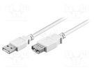 Cable; USB 2.0; USB A socket,USB A plug; 3m; white; Core: Cu; PVC Goobay