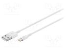 Cable; USB 2.0; Apple Lightning plug,USB A plug; 3m; white Goobay