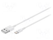 Cable; USB 2.0; Apple Lightning plug,USB A plug; 0.5m; white Goobay