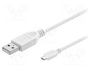 Cable; USB 2.0; USB A plug,USB B micro plug; 0.15m; white; PVC Goobay