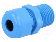 Cable gland; with long thread; M16; 1.5; IP68; polyamide; blue HUMMEL