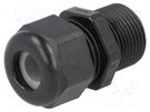 Cable gland; with long thread; PG13,5; IP68; polyamide; black HUMMEL