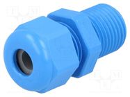 Cable gland; with long thread; PG9; IP68; polyamide; blue; UL94V-0 HUMMEL