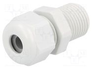 Cable gland; with long thread; PG9; IP68; polyamide; light grey HUMMEL