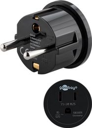 Mains Adapter US/Japan, Black - safety plug (type F, CEE 7/7) > US/Japanese female (Type B, NEMA 5-15, 3-pin)