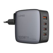 LDNIO Q408 100W USB-A + 3x USB-C mains charger (black), LDNIO