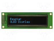 Display: OLED; alphanumeric; 20x2; Dim: 116x37x9.8mm; blue; PIN: 16 RAYSTAR OPTRONICS