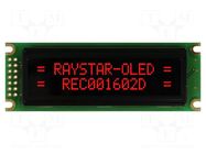 Display: OLED; alphanumeric; 16x2; Dim: 85x30x10mm; red; PIN: 14 RAYSTAR OPTRONICS