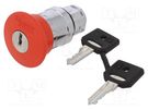 Switch: emergency stop with key; 22mm; Stabl.pos: 2; red; none SCHNEIDER ELECTRIC