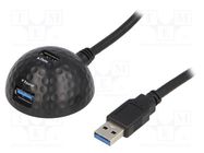 Cable; USB 3.0; USB A socket,USB A plug; 1.5m; black; 5Gbps; PVC 