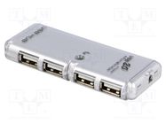 Hub USB; USB A socket x4,USB A plug; USB 2.0; PnP; white; 480Mbps Goobay