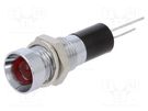 Indicator: LED; recessed; red; 24VDC; Ø8mm; for PCB; brass; ØLED: 5mm MENTOR