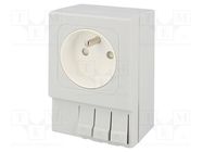 E-type socket; 250VAC; 16A; IP20; for DIN rail mounting STEGO