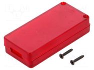 Enclosure: for USB; X: 30mm; Y: 65mm; Z: 15.5mm; ABS; translucent red HAMMOND