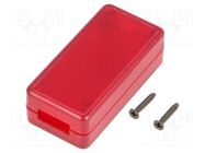 Enclosure: for USB; X: 25mm; Y: 50mm; Z: 15.5mm; ABS; translucent red HAMMOND