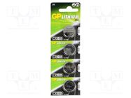 Battery: lithium; CR2025,coin; 3V; 160mAh; non-rechargeable; 5pcs. GP