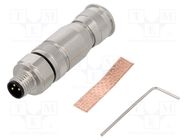 Connector: M8; male; PIN: 3; straight; shielded; for cable; plug HARTING