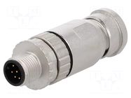 Connector: M12; plug; PIN: 8; male; 30V; straight; IP67; for cable HARTING