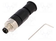 Connector: M8; male; PIN: 4; straight; for cable; plug; 4A; IP67; 30V HARTING