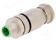 Connector: M12; plug; PIN: 4; male; D code-Ethernet; for cable; IP67 HARTING