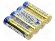 Battery: alkaline; 1.5V; AA; non-rechargeable; Ø14.5x50mm; 4pcs. MAXELL