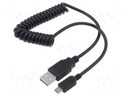 Cable; coiled,USB 2.0; USB A plug,USB B micro plug; black GOOBAY