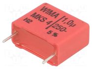 Capacitor: polyester; 1uF; 160VAC; 250VDC; 15mm; ±5%; 8x15x18mm; MKT WIMA
