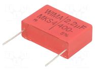 Capacitor: polyester; 2.2uF; 200VAC; 400VDC; 27.5mm; ±5%; MKT; THT WIMA