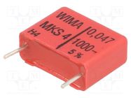 Capacitor: polyester; 47nF; 400VAC; 1kVDC; 15mm; ±5%; 7x14x18mm WIMA